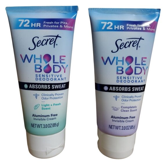 Secret Whole Body Sensitive Deodorant Invisible Cream Aluminum Free 3.0 OZ, 2 Pk - Picture 1 of 3